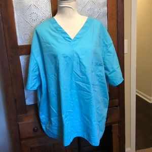 Blue v neck scrub top with pocket